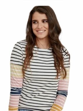 Boden Stripes Ahead of the Rest Pink Yellow Blue Cotton T-Shirt 2